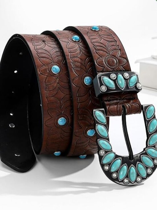 Genuine Leather Western Belt Boho Chic Adjustable Buckle Accessory main image 6